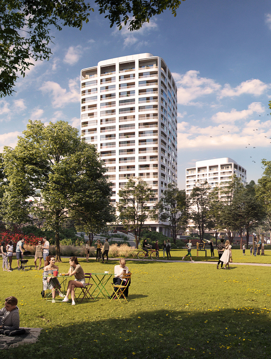 Obrázok mesta s jazerom